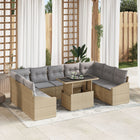 Loungeset 10-delig rotan 9 personen beige