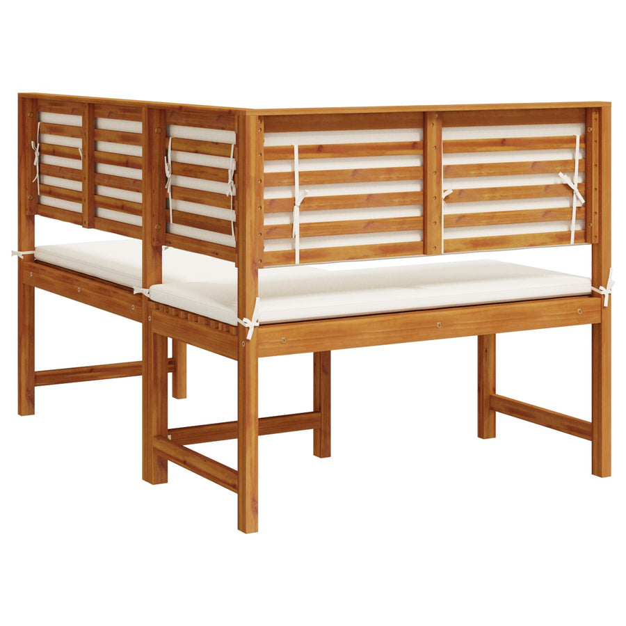 Tuhoekkussenbank Met Kussens 140X100X91 Cm Massief Acaciahout Crème wit L-vormige bank