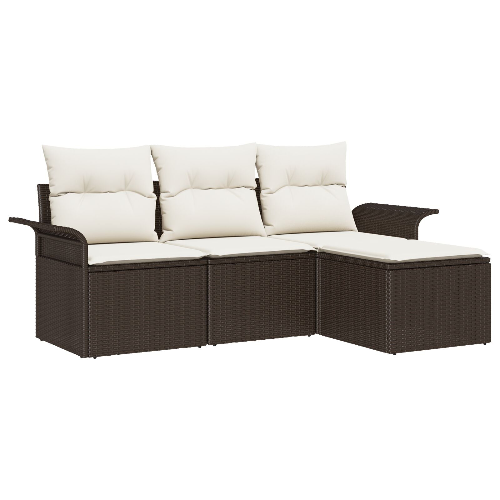 4-Delige Tuin Sofa Set Met Kussens Bruin Poly Rattan