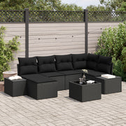 Loungeset poly rattan 7-delig zwart