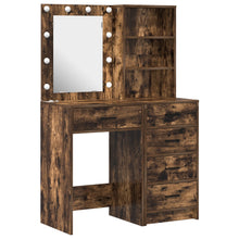 2-Delige Make-Uptafel Set Met Led Gerookt Eiken Geengineerd Hout