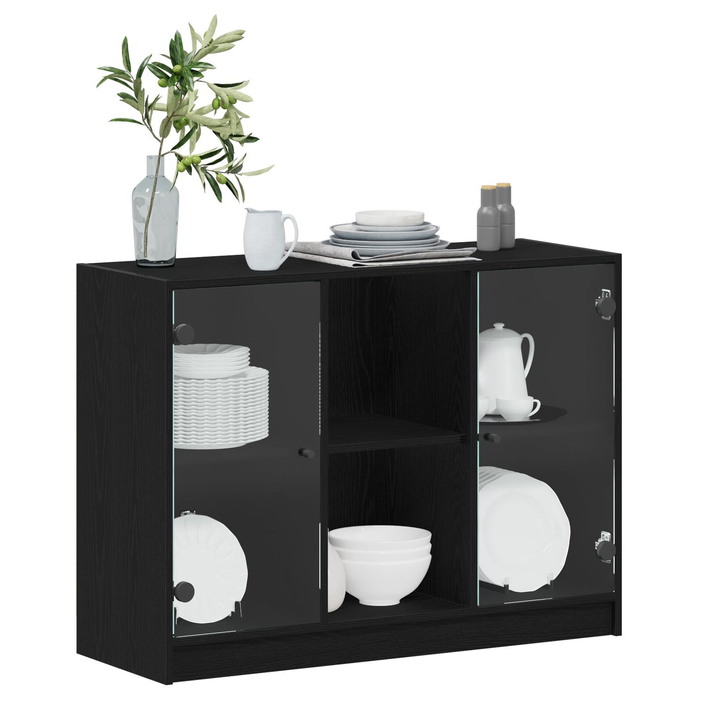 Dressoir Zwart Eiken 102X37X75,5 Cm Engineered Hout