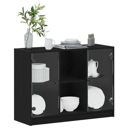 Dressoir Zwart Eiken 102X37X75,5 Cm Engineered Hout