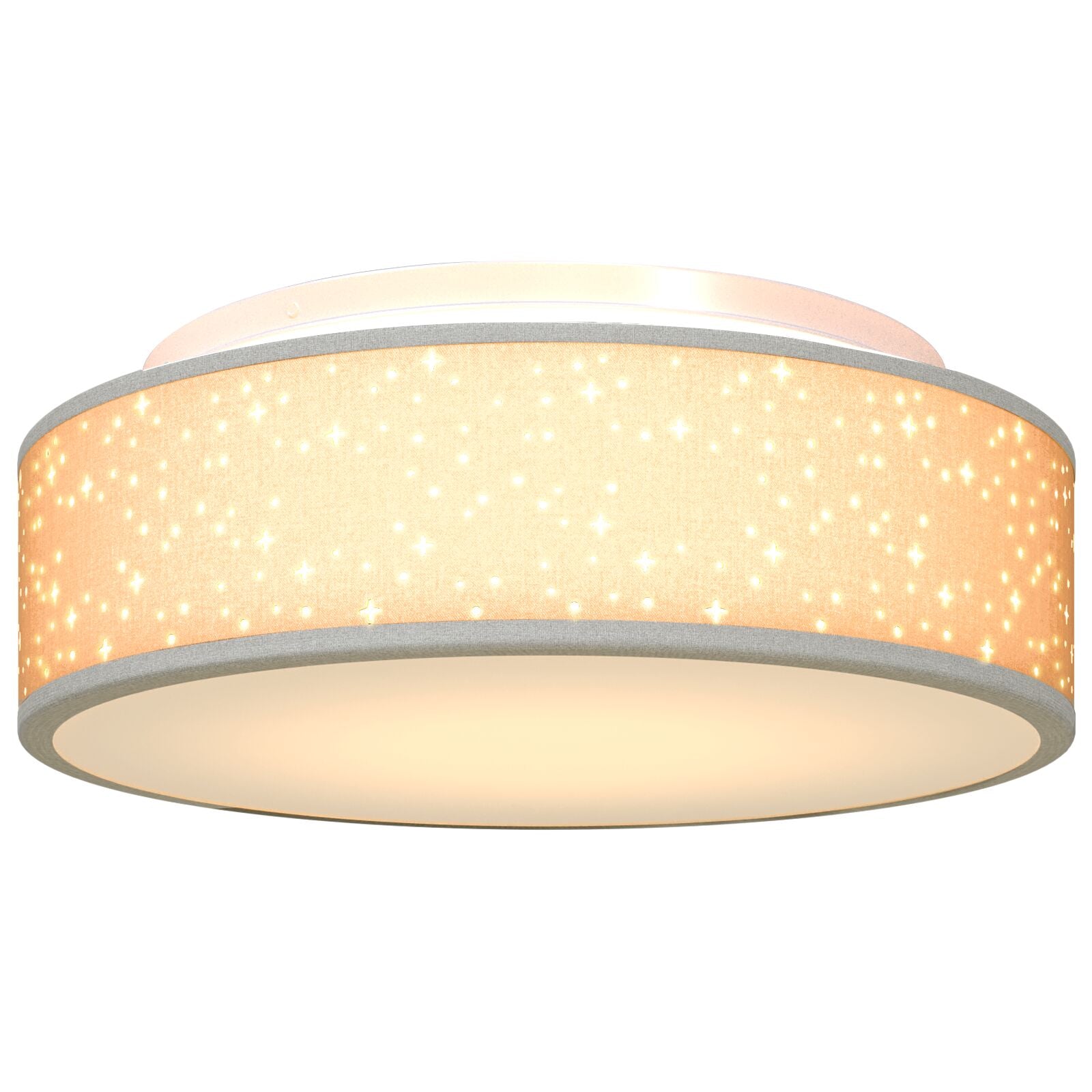 Plafondlampen Ø 38 Cm Stof E27 Ø38 x 13.5 cm Grijs met sterrenlampenkap