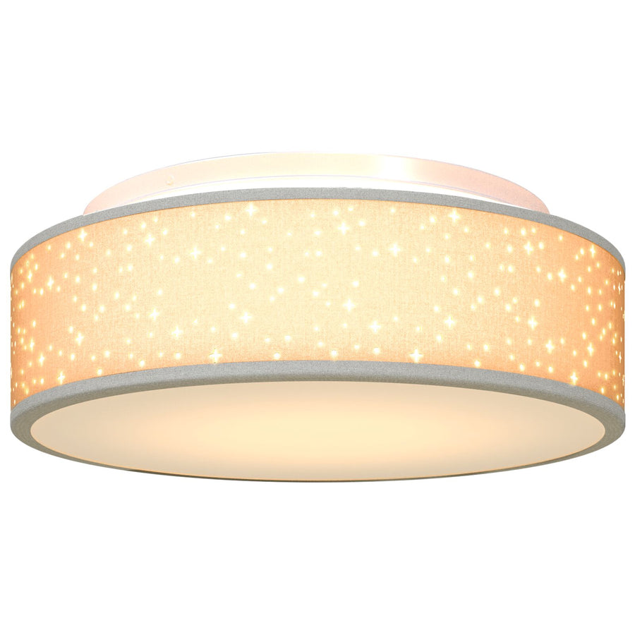 Plafondlampen Ø 38 Cm Stof E27 Ø38 x 13.5 cm Grijs met sterrenlampenkap