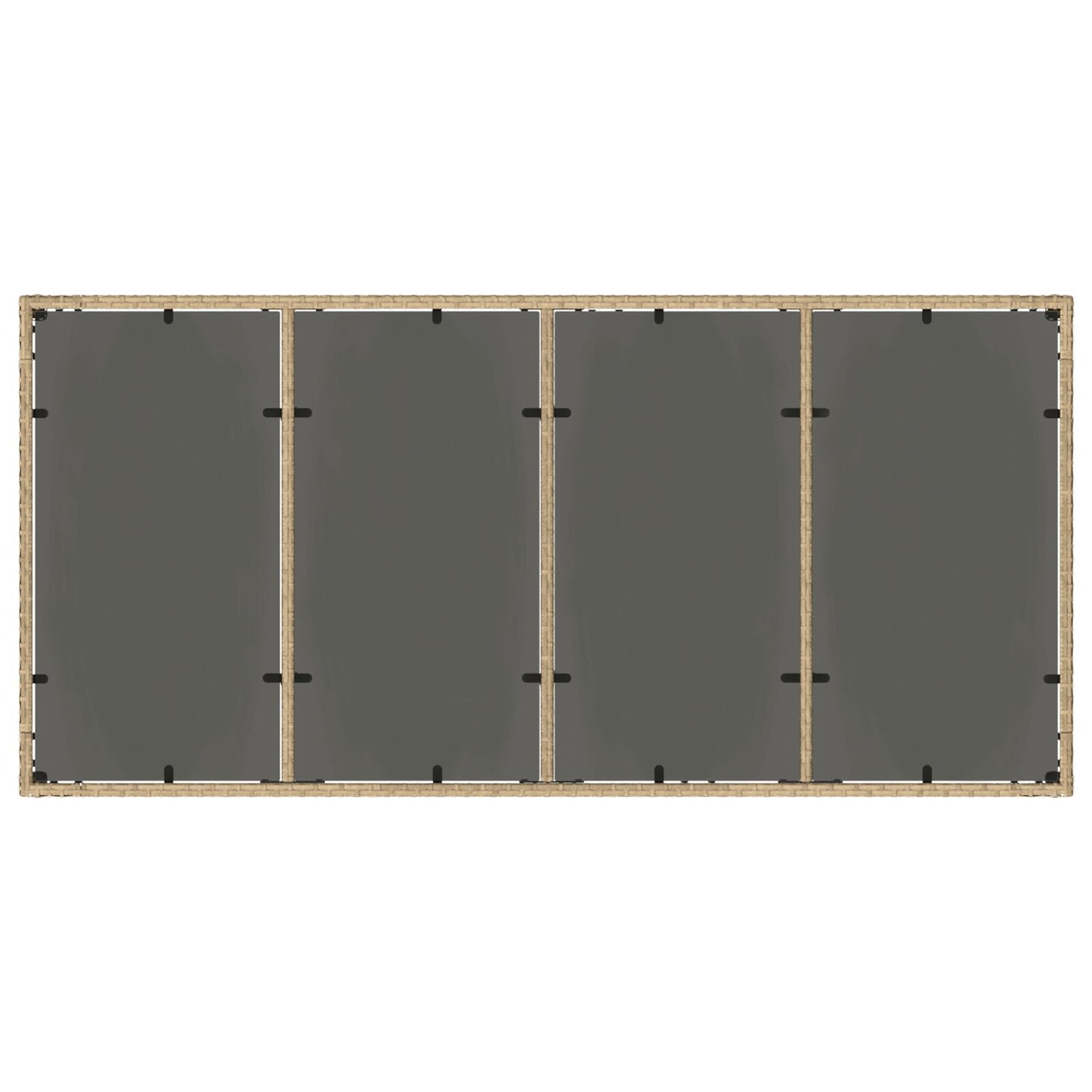 Set Van 4 Beige Poly Rattan, Gehard Glas, Gepoedercoat Staal