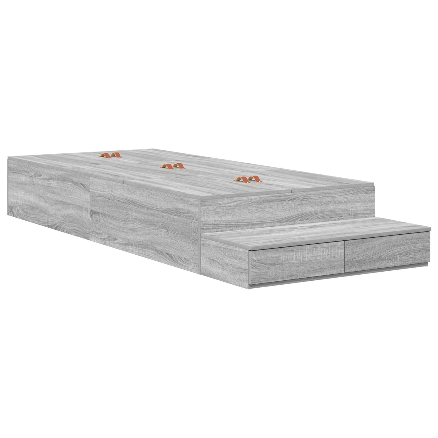 Opbergbedframe Grijs Sonoma Bewerkt Hout 236,5 X 90 X 31,5 Cm Artisanaal Eiken