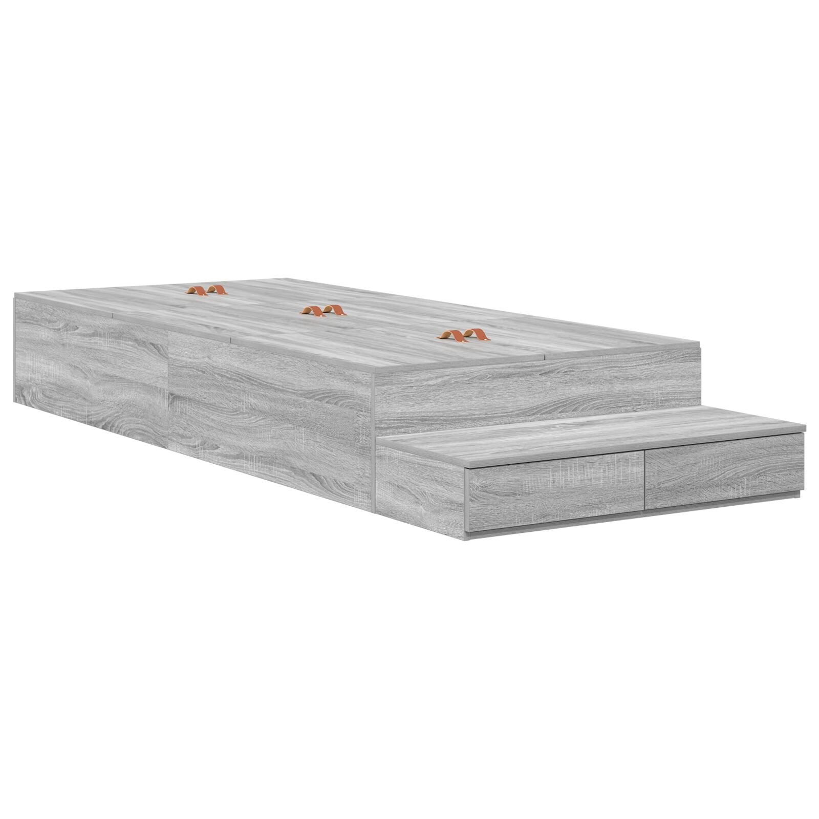Opbergbedframe Grijs Sonoma Bewerkt Hout 236,5 X 90 X 31,5 Cm Artisanaal Eiken