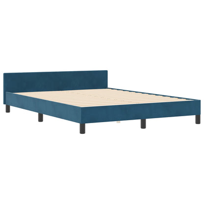 Bedframe Donkerblauw 140X200 Cm Fluweel Crème