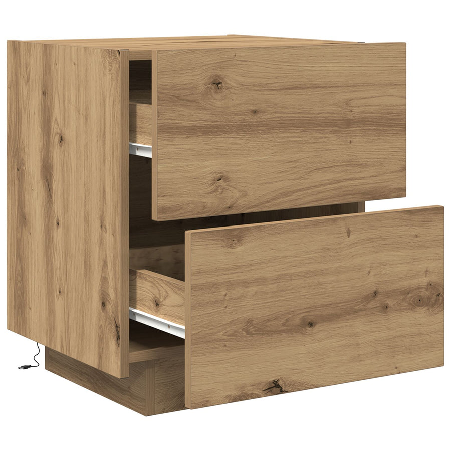 Nachtkastjes Met Led-Verlichting 2 Stuks Artisan Eiken 45X40X55 Cm
