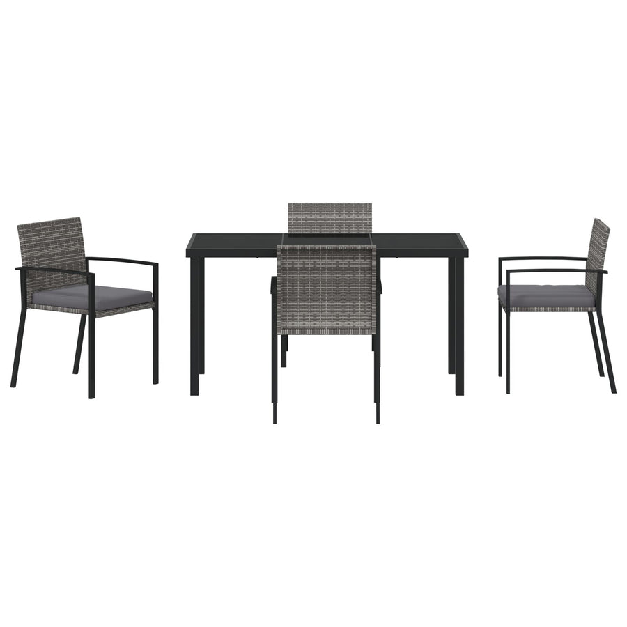 5-Delige Tuin Eetset Grijs Poly Rattan