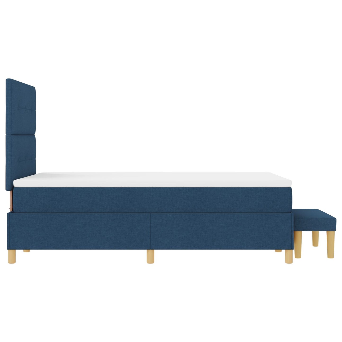 Boxspring Bed Met Matras & Bank Blauw 120X200 Cm Stof Crème