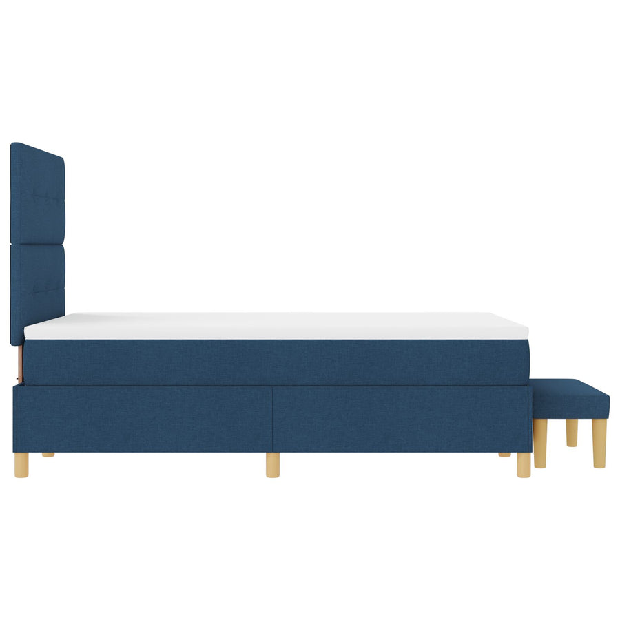 Boxspring Bed Met Matras & Bank Blauw 120X200 Cm Stof Crème
