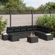 Loungeset 9-delig polyrattan zwart