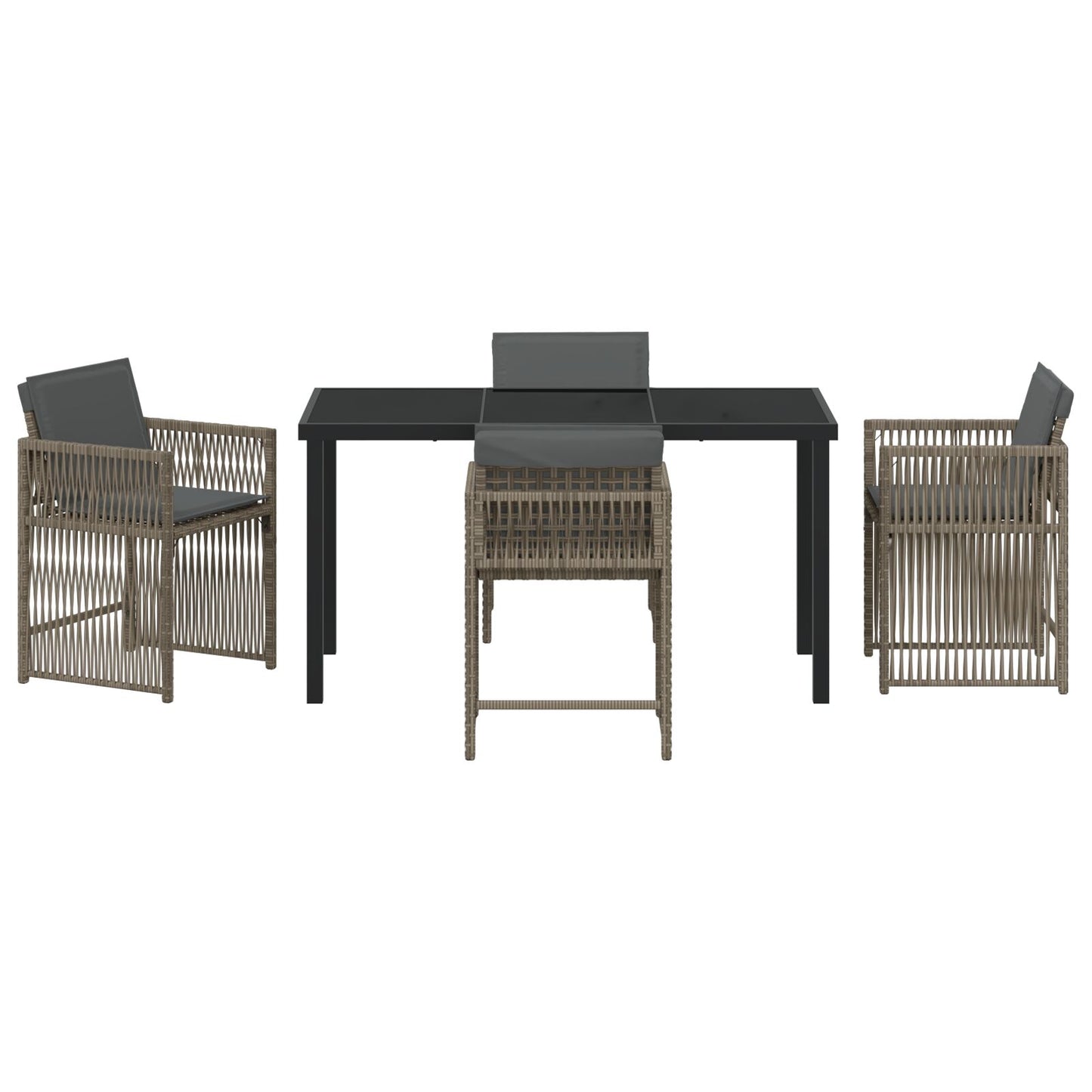 5-Persoons Tuin Eetset Met Kussens Grijs Poly Rattan