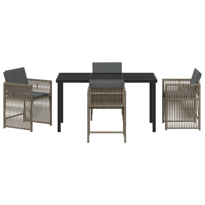 5-Persoons Tuin Eetset Met Kussens Grijs Poly Rattan