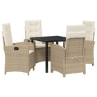 Garden Dining Set with Cushion 5 pcs Beige Poly Rattan