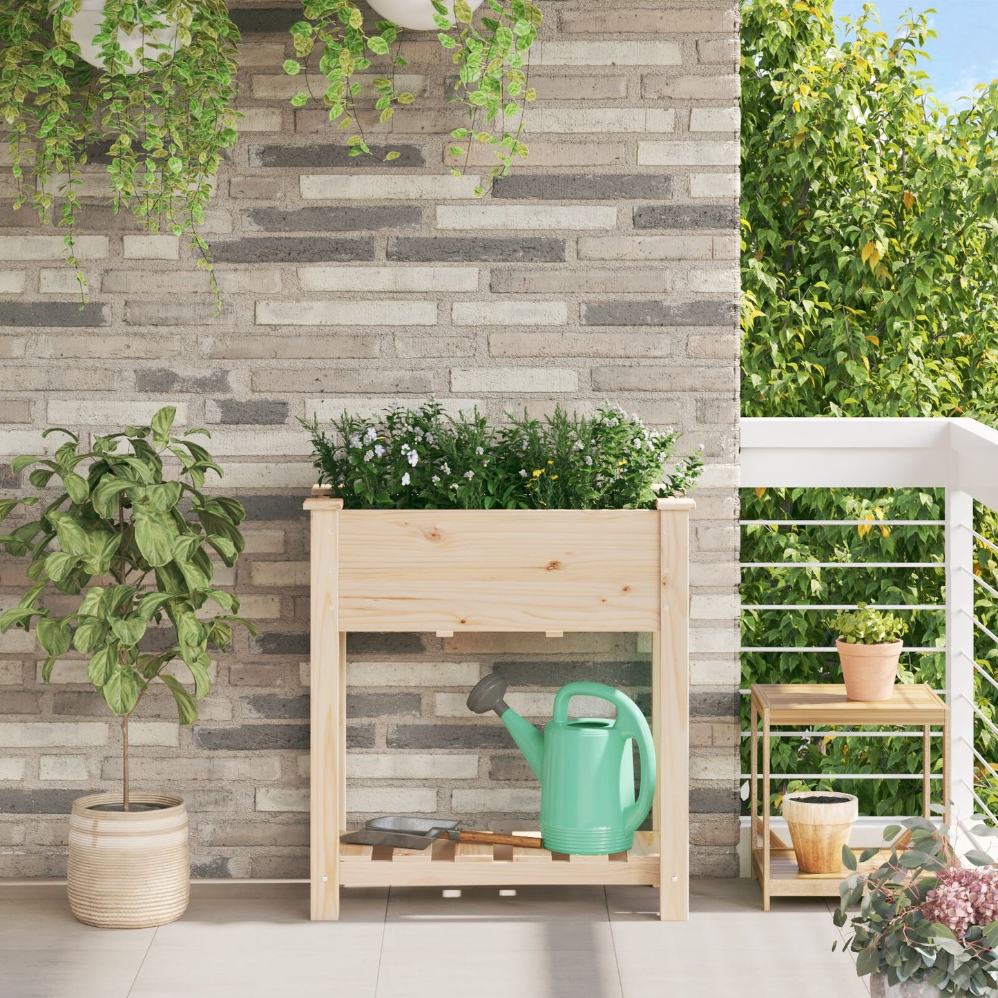 Tuinbak Met Plank 71X37X76 Cm Massief Vurenhout 71 x 37 x 76.5 cm