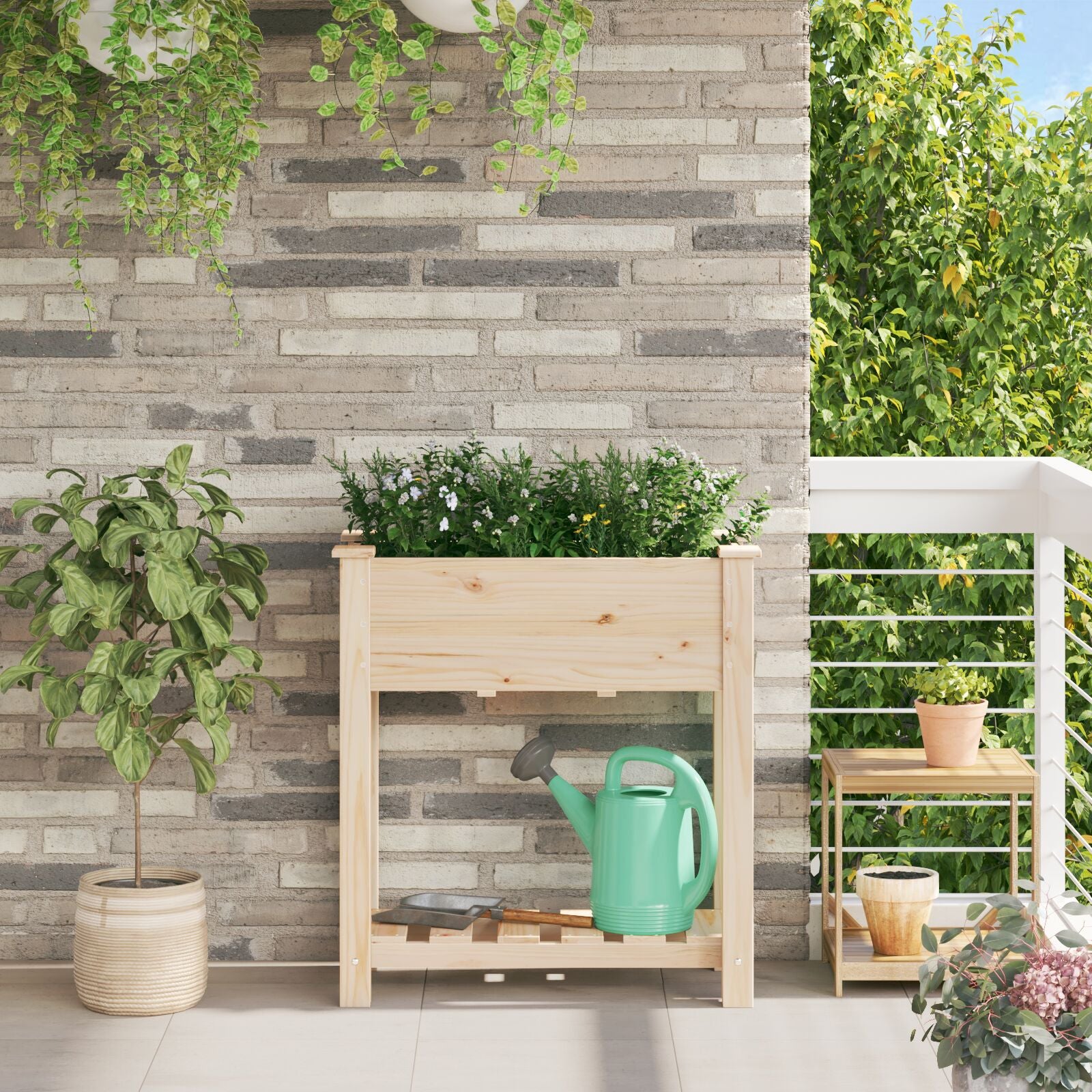 Tuinbak Met Plank 71X37X76 Cm Massief Vurenhout 71 x 37 x 76.5 cm
