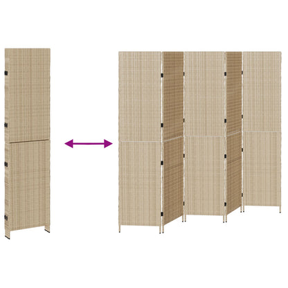 Kamerschermen Hout Groot Opvouwbaar Kamerscherm 180 cm Beige 5 panelen