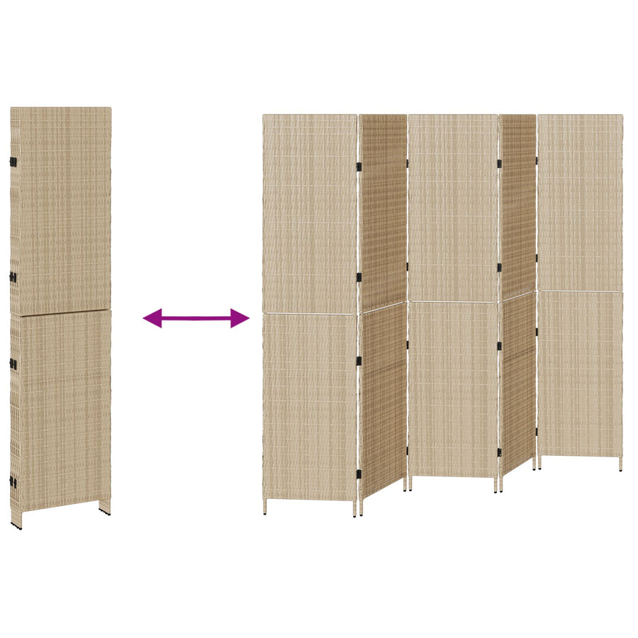 Kamerschermen Hout Groot Opvouwbaar Kamerscherm 180 cm Beige 5 panelen