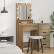 Kaptafel eiken 50x41x135 cm met spiegelverlichting