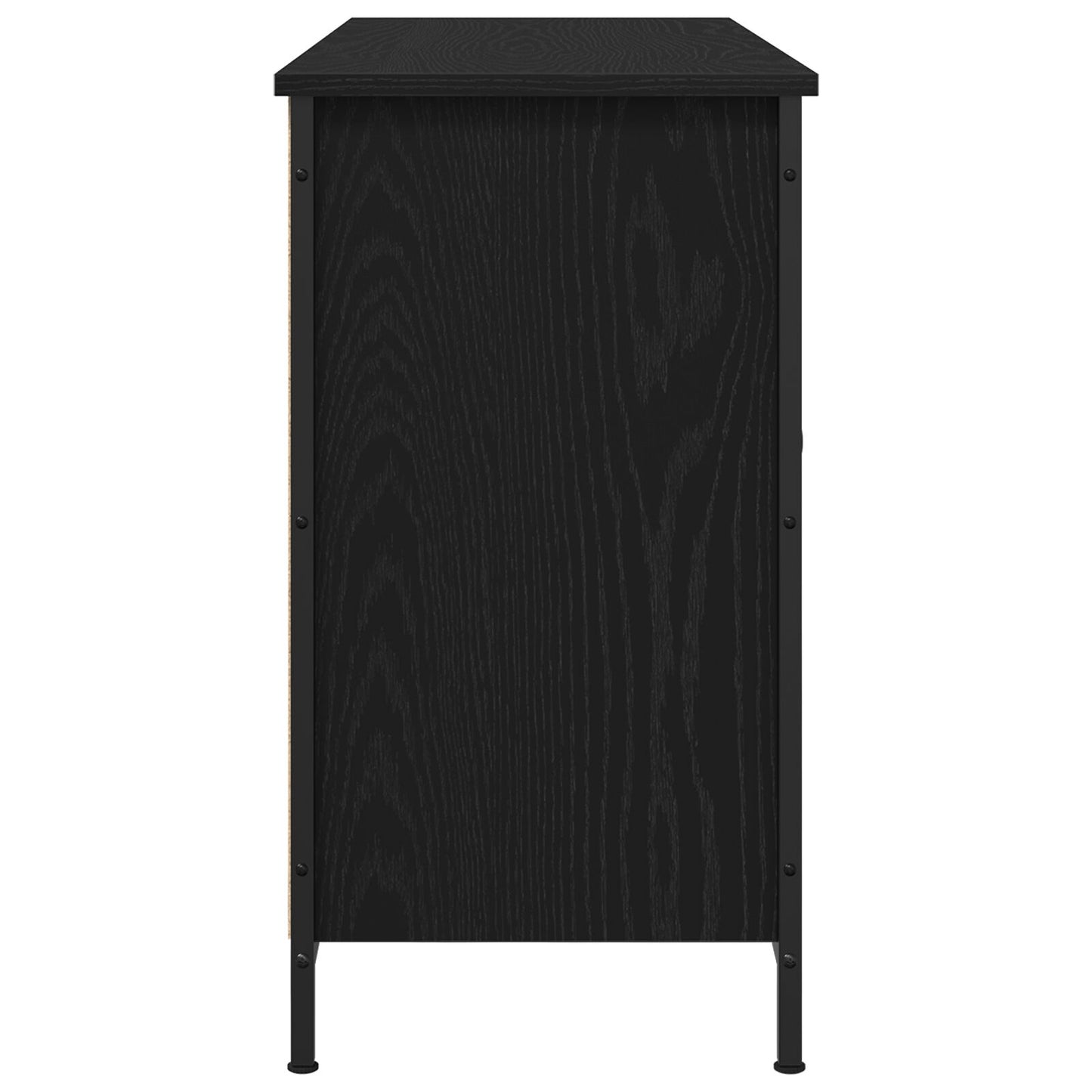 Tv Kast Zwart Eiken 101X35X65 Cm Geëngineerd Hout En Staal