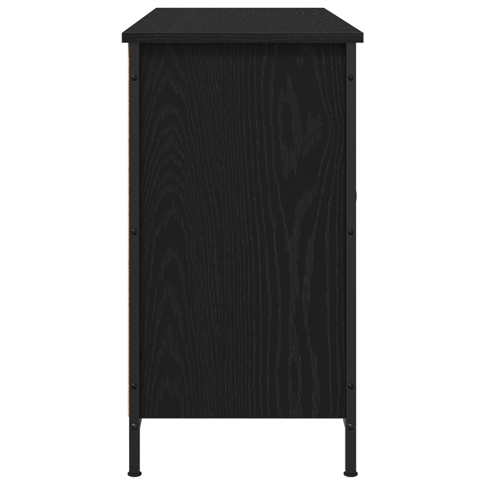 Tv Kast Zwart Eiken 101X35X65 Cm Geëngineerd Hout En Staal