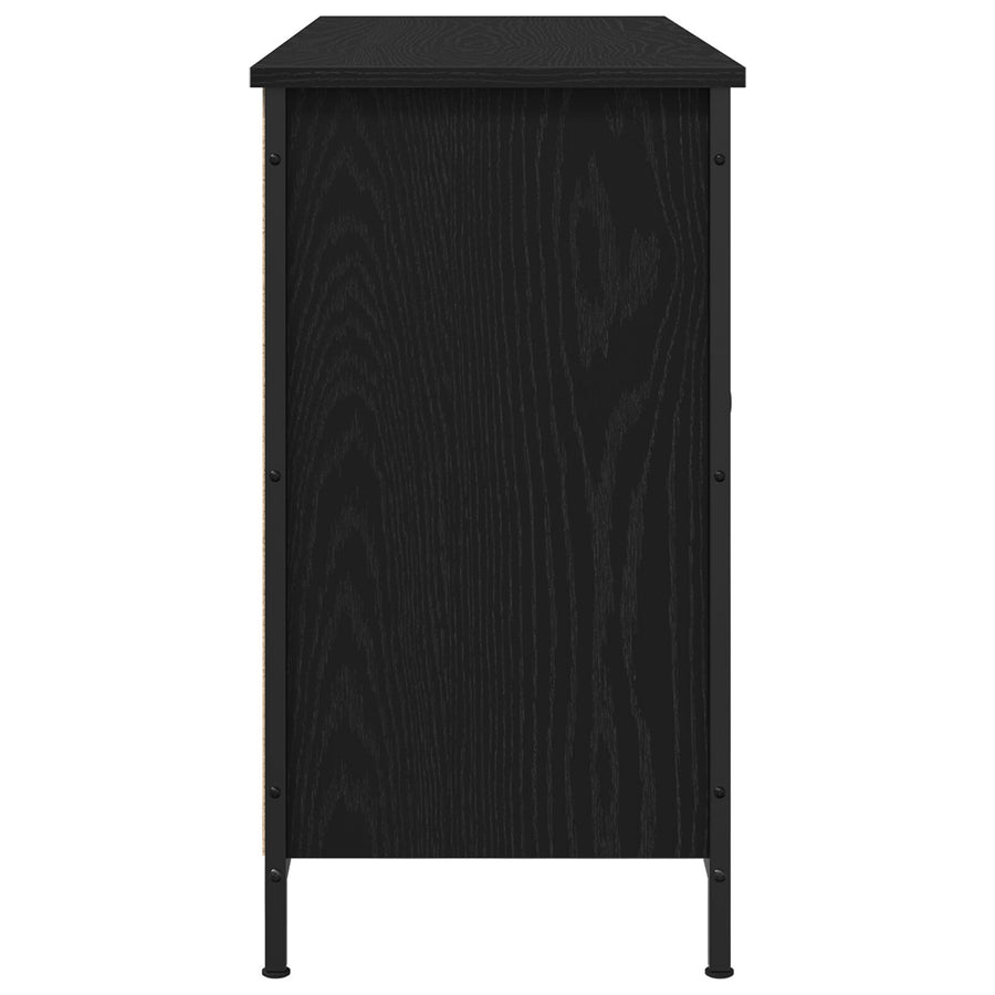 Tv Kast Zwart Eiken 101X35X65 Cm Geëngineerd Hout En Staal