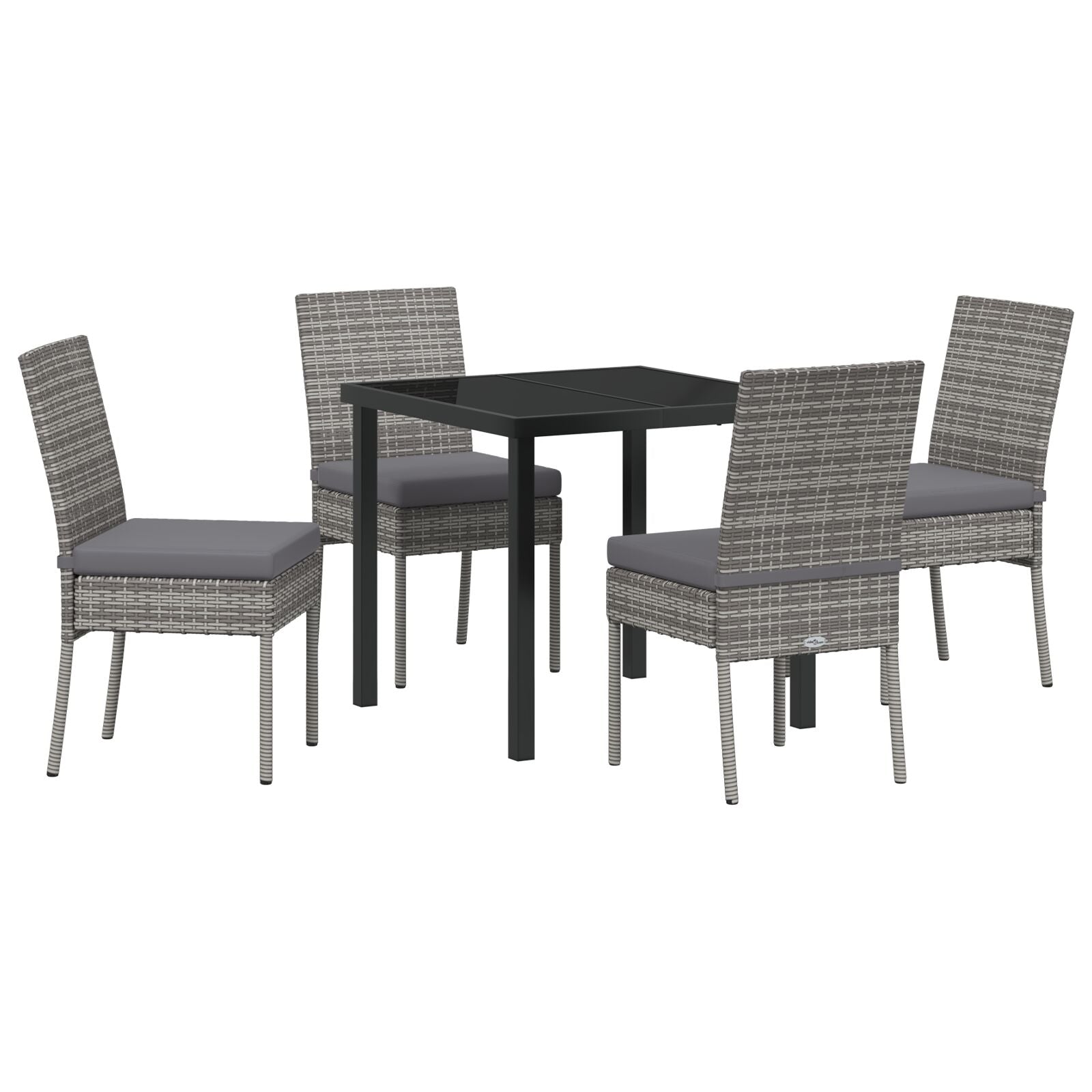 5 Delige Tuin Eetset Grijs Poly Rattan