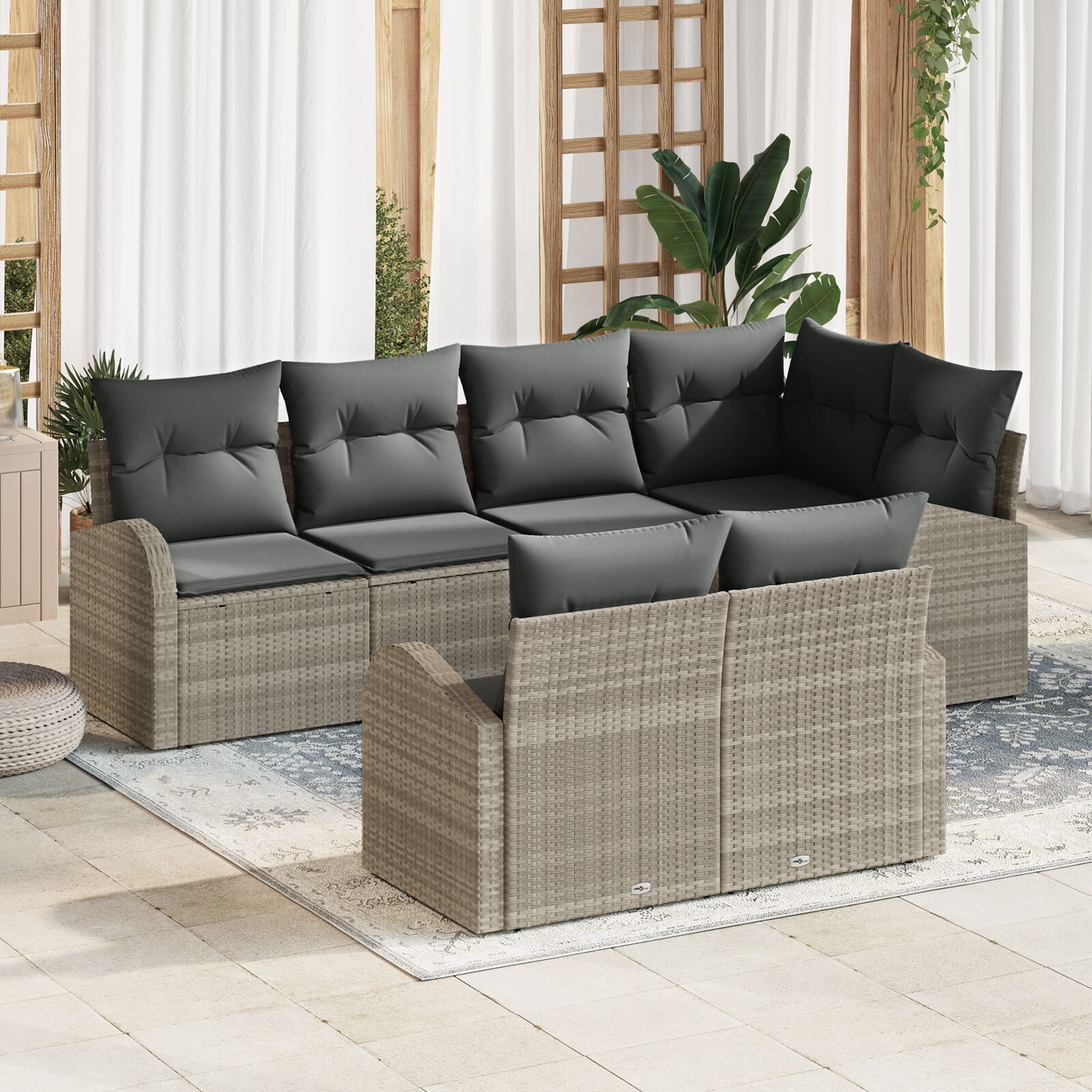 Tuin Sofa Set Set Van 7 Lichtgrijs Rattan Tuin Sofa Set