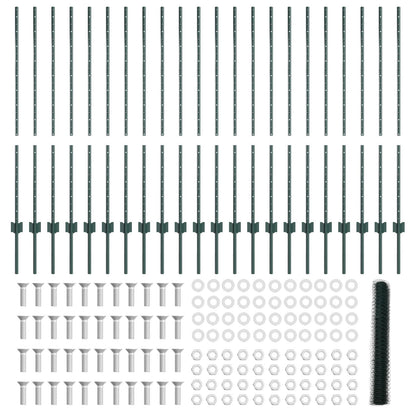 Hekposten 11 St U-Kanaal Groen 120 Cm Staal,  Zeshoek Hek Groen 1,2X50 M Staal