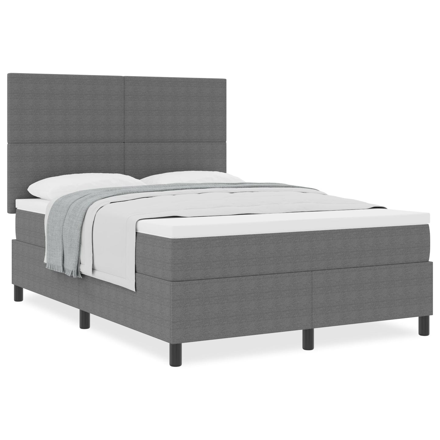 Boxspringbed Met Matras Lichtgrijs 140X200 Cm Corduroy Stof