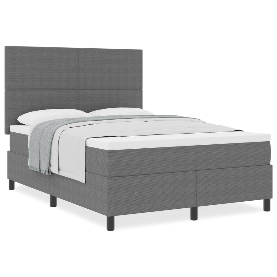 Boxspringbed Met Matras Lichtgrijs 140X200 Cm Corduroy Stof