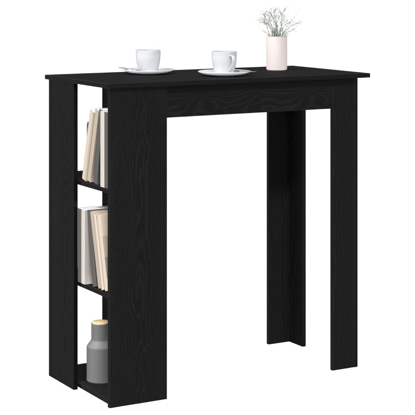 Bartafel Met Plank - Zwart Eiken, 102X50X103,5 Cm, Gemaakt Van Samengesteld Hout