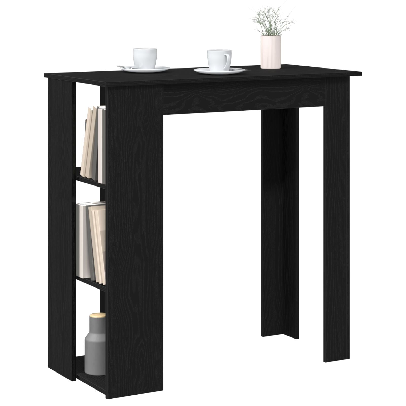 Bartafel Met Plank - Zwart Eiken, 102X50X103,5 Cm, Gemaakt Van Samengesteld Hout