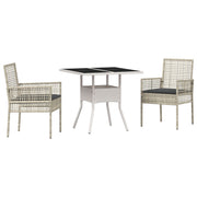 Garden dining set 3 pcs Light grey poly rattan