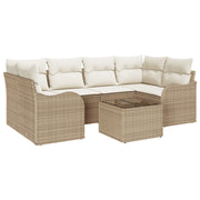 Tuinset poly rattan beige 6 personen