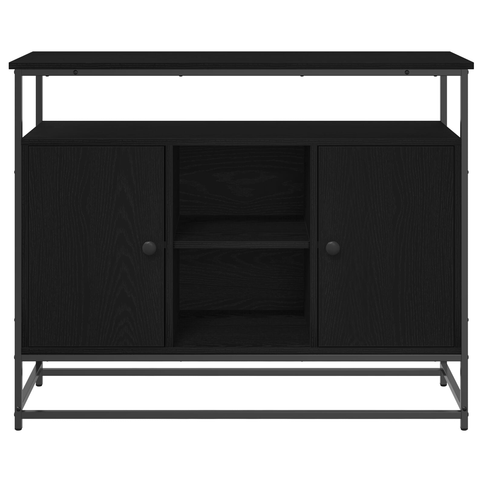 Dressoir 100X35X80 Cm Samengesteld Hout En Staal Zwart eiken