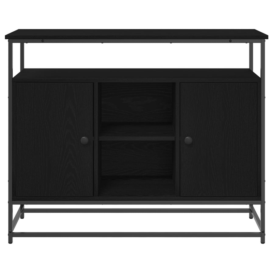 Dressoir 100X35X80 Cm Samengesteld Hout En Staal Zwart eiken