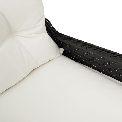 Reclinerstoel Met Kussen Poly Rattan Zwart
