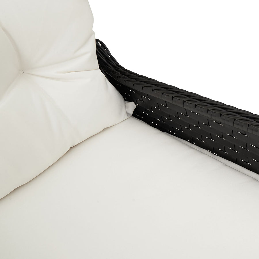 Reclinerstoel Met Kussen Poly Rattan Zwart