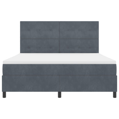 Boxspring Bed Met Matras Donkergrijs Super King Velours Blauw