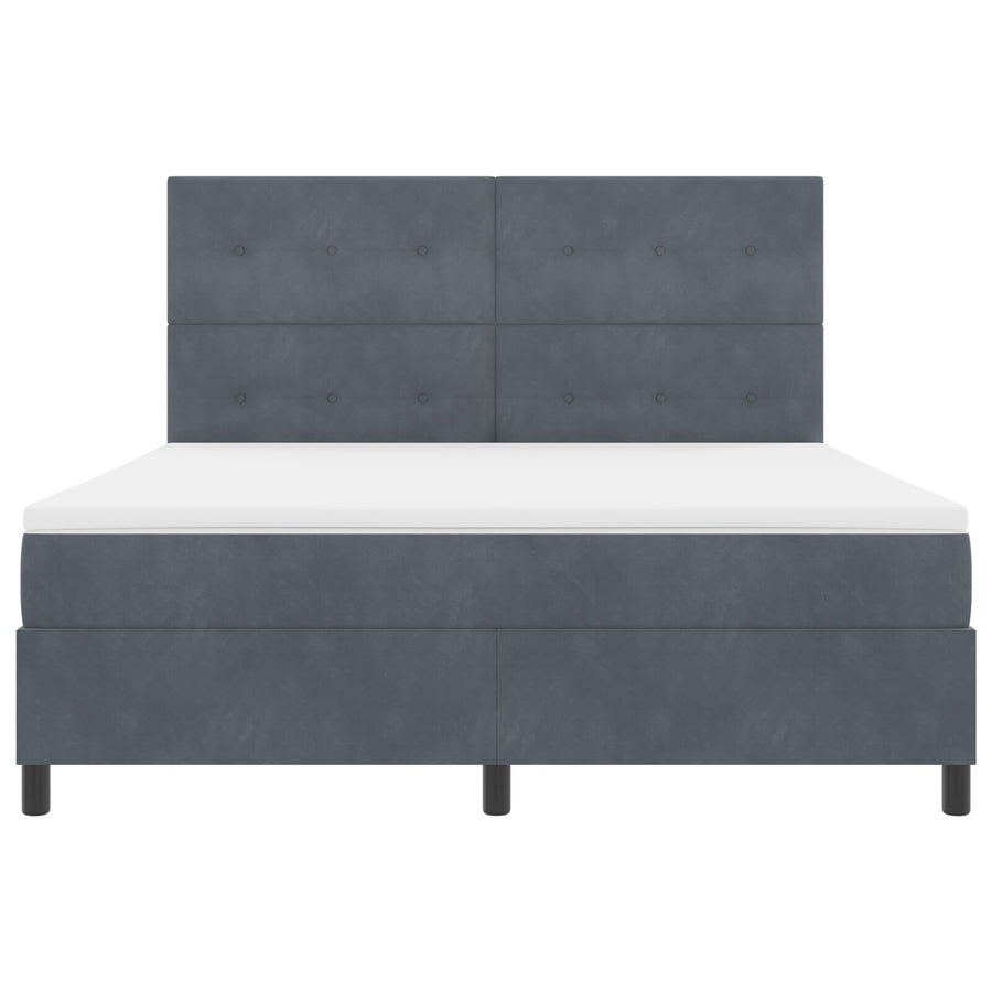 Boxspring Bed Met Matras Donkergrijs Super King Velours Blauw