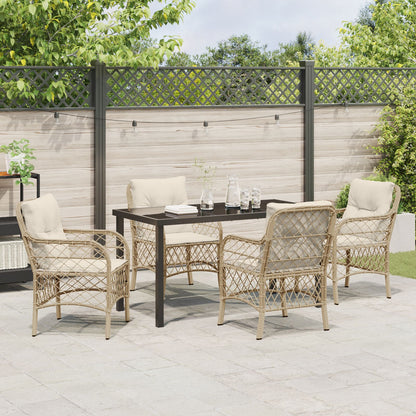 5-Delige Tuin Eethoek Met Kussens Beige Poly Rattan