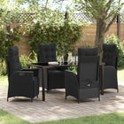 Tuinset poly rattan 5-delig zwart