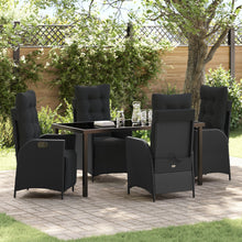 5-Delige Tuin Eet Set Zwart Poly Rattan