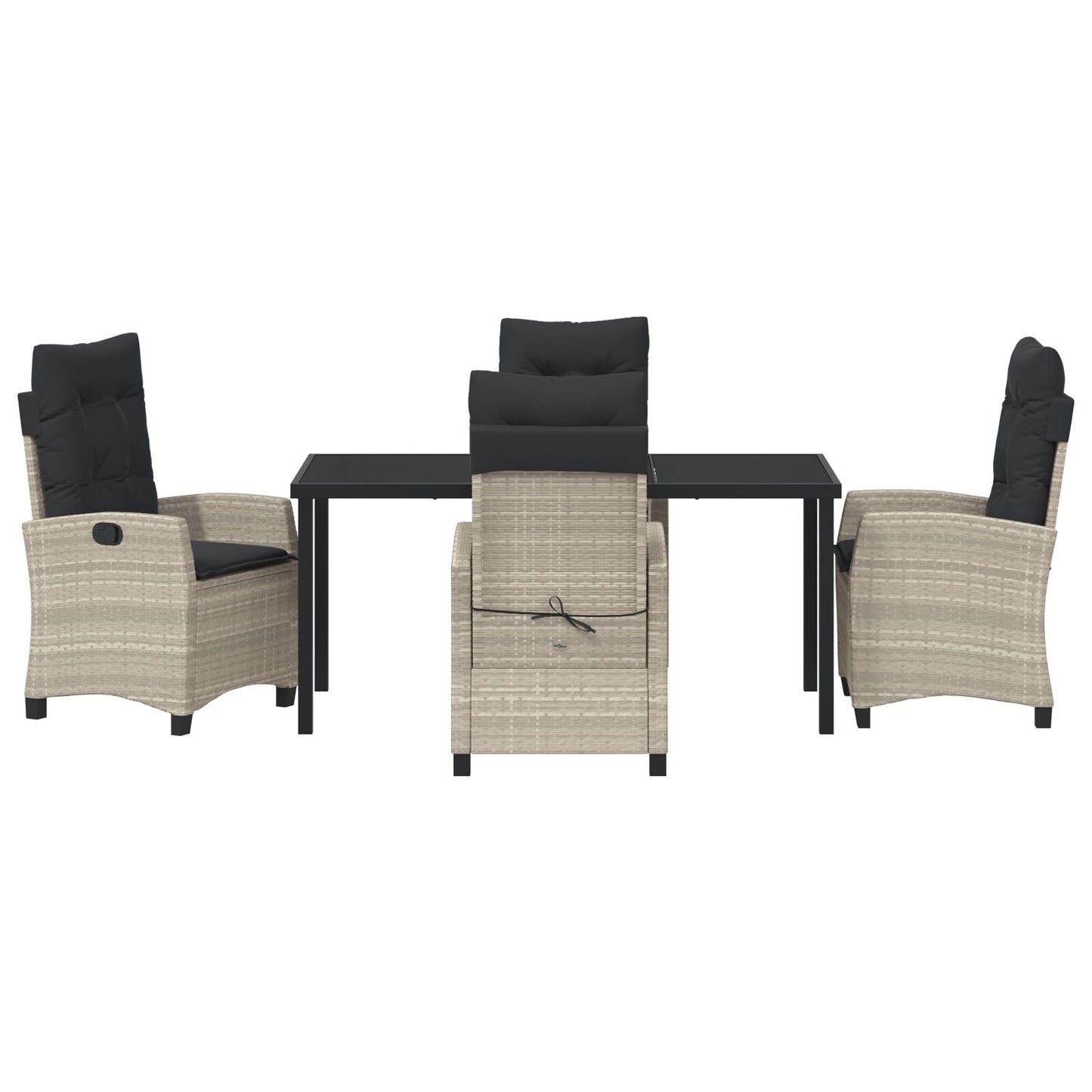 5-Delige Tuin Eetset Met Kussens Lichtgrijs Poly Rattan.