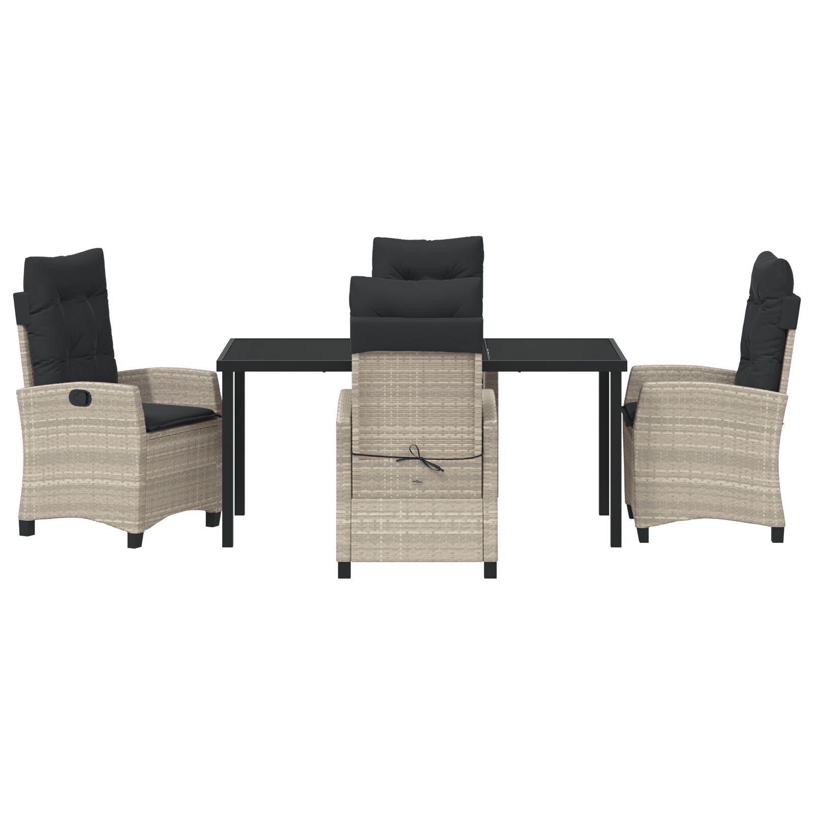 5-Delige Tuin Eetset Met Kussens Lichtgrijs Poly Rattan.