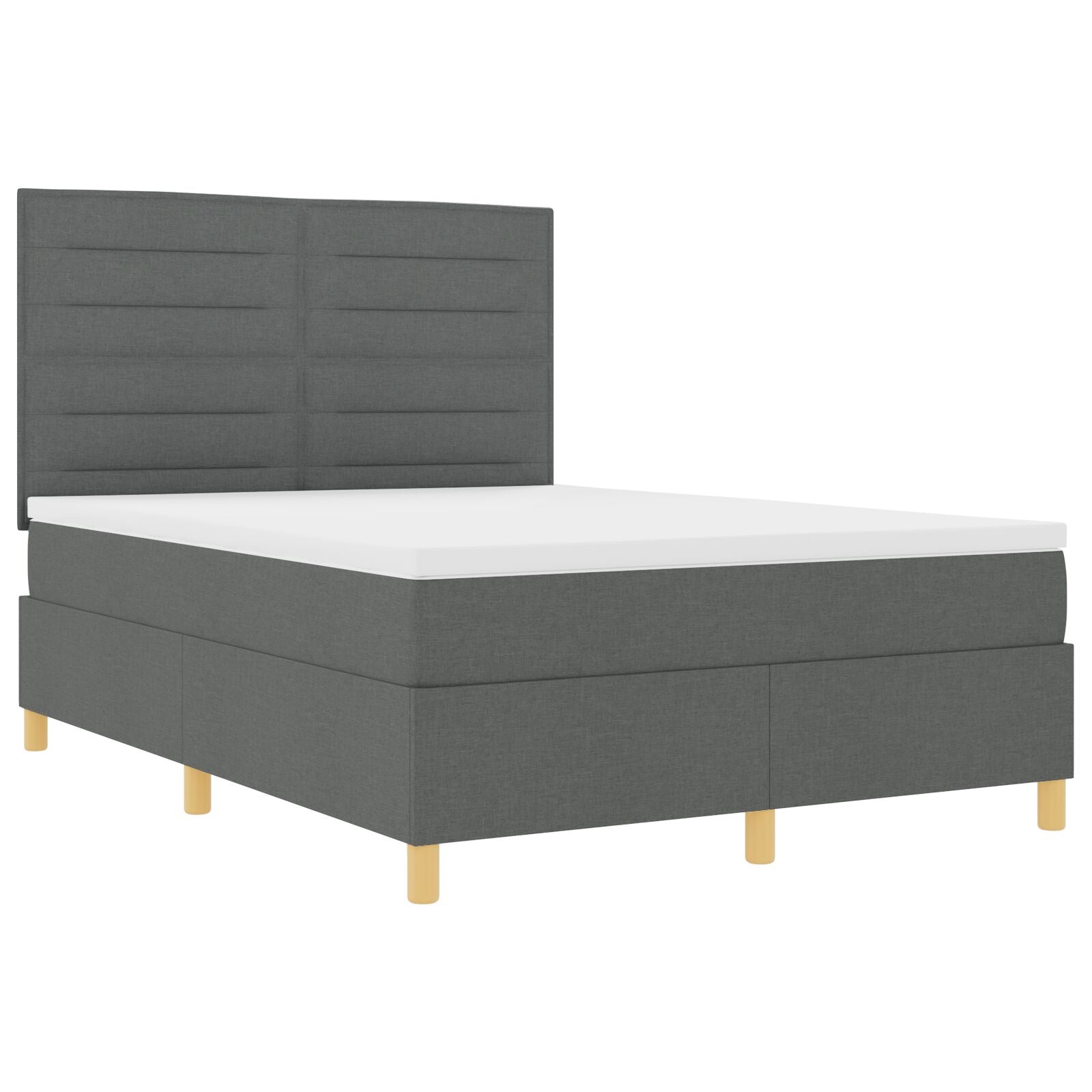 Boxspring Bed Met Matras Donkergrijs 140X190 Cm Stof Blauw